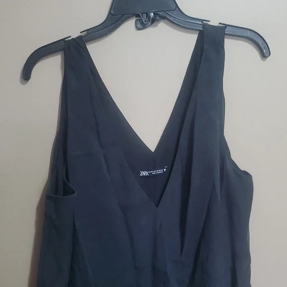 Zara Black V-Neck LINED Dress Size XXL - Picture 4 of 5